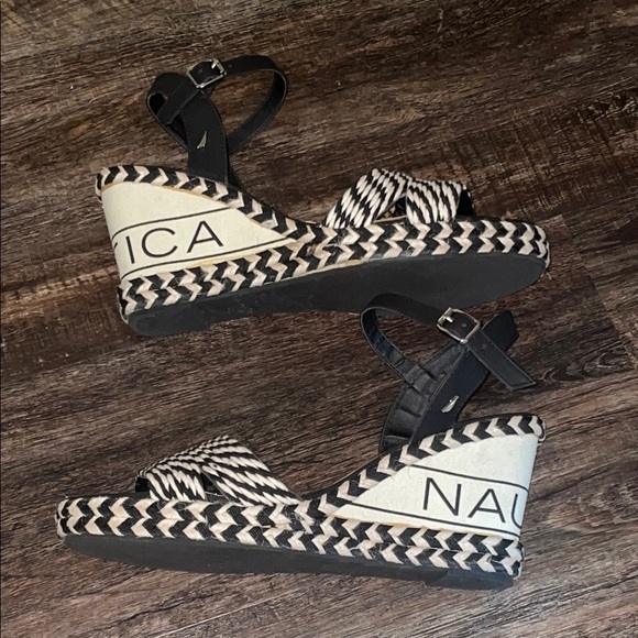 Nautica Black and White Patterned Wedges - Picture 1 of 4